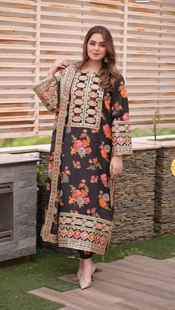 Viral Kareena 3 Pcs Embroidered (Black)